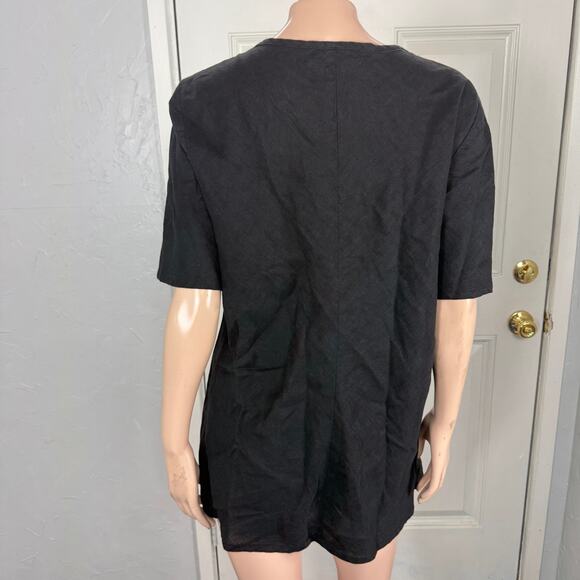 Flax Women's Shirt Medium 100% Linen T-Shirt Short Sleeve Lagenlook Boho A3-28 - Picture 4 of 7